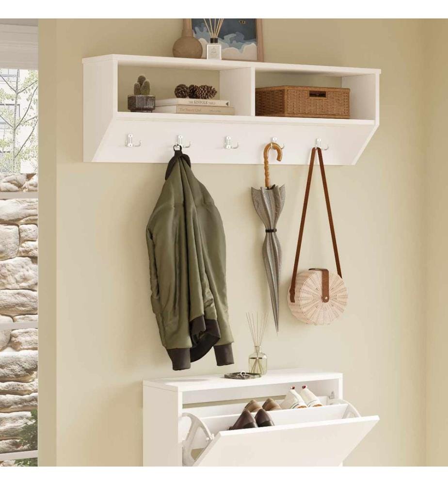Coat Hanger, 100% MELAMINE COATED PARTICLE BOARD, White