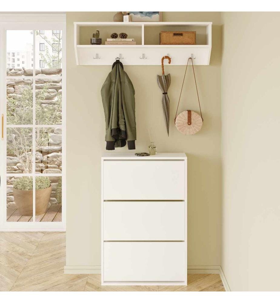Coat Hanger, 100% MELAMINE COATED PARTICLE BOARD, White