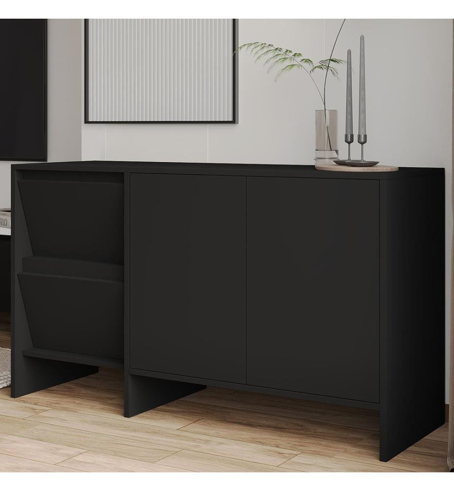 Wohnzimmermöbel-Set, 100 % melaminbeschichtete Spanplatte, Schwarz