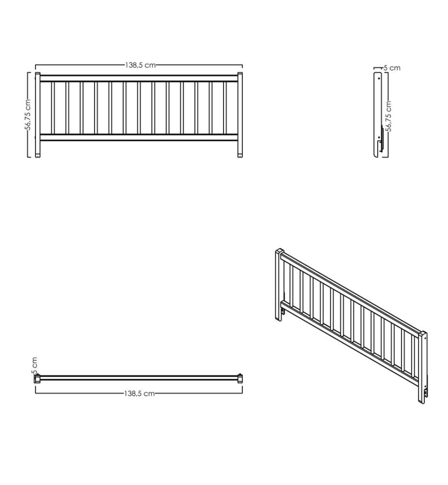 Bettschutzgitter, 100 % MDF, Grau, Eiche
