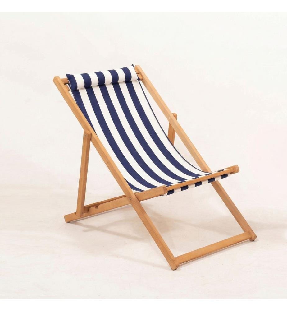 Gartenliege, 100 % Hornbuchenholz, Blau, Weiss