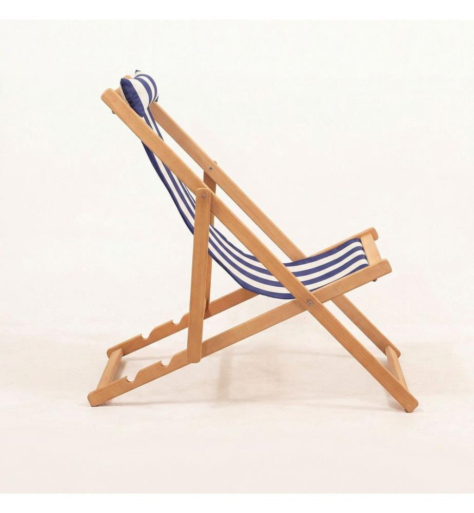 Gartenliege, 100 % Hornbuchenholz, Blau, Weiss