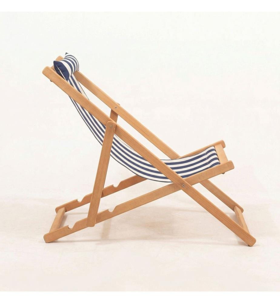 Gartenliege, 100 % Hornbuchenholz, Blau, Weiss
