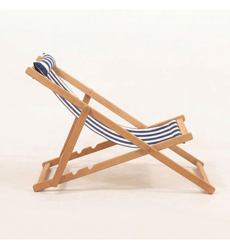 Gartenliege, 100 % Hornbuchenholz, Blau, Weiss