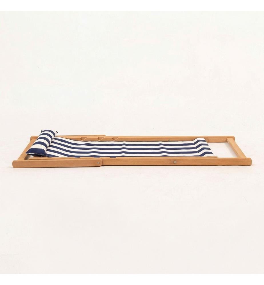 Gartenliege, 100 % Hornbuchenholz, Blau, Weiss