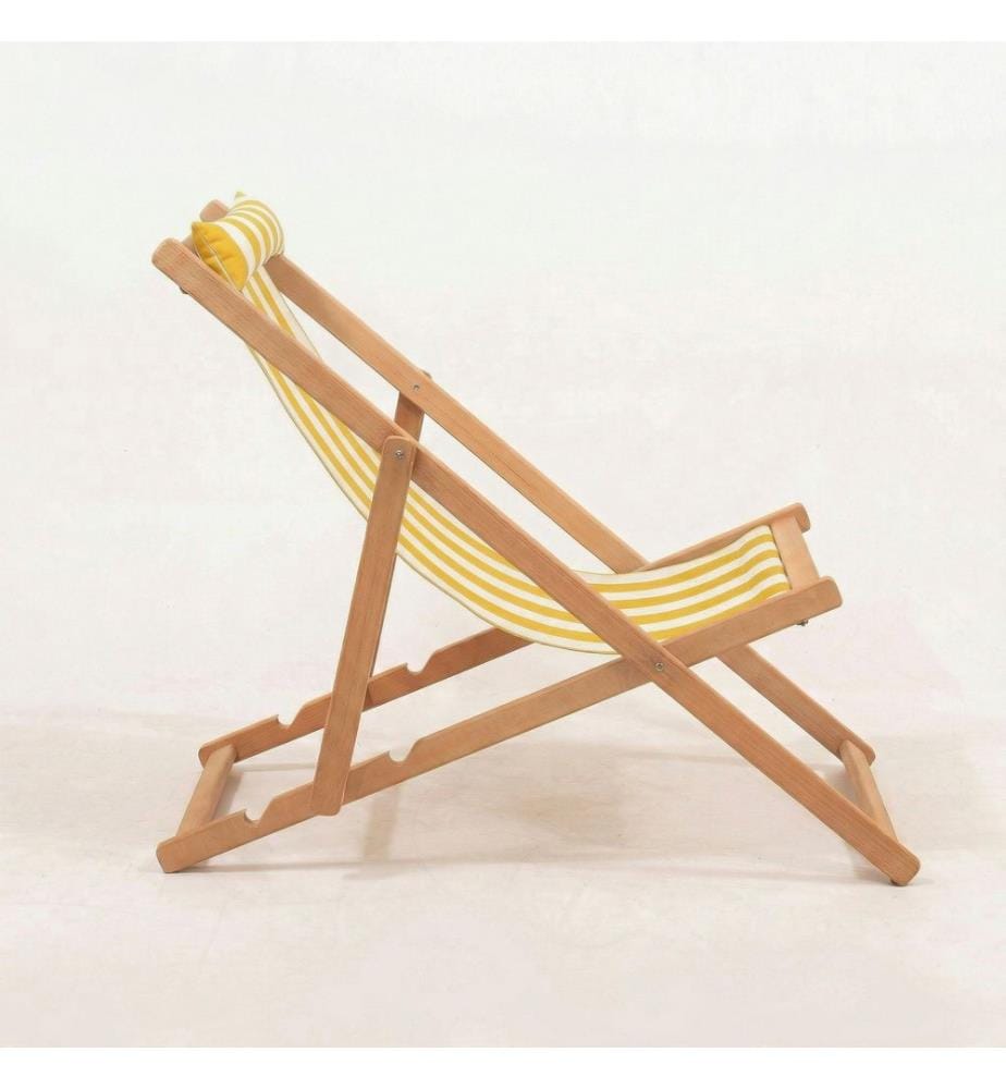 Gartenliege, 100 % Hornbuchenholz, Gelb, Weiss