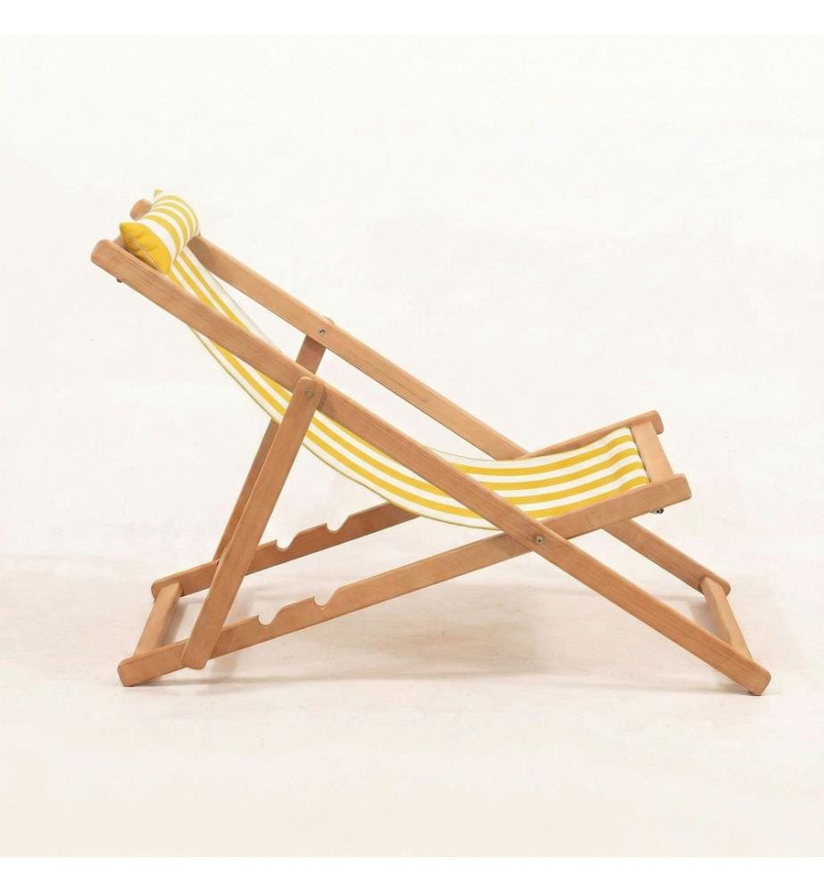 Gartenliege, 100 % Hornbuchenholz, Gelb, Weiss