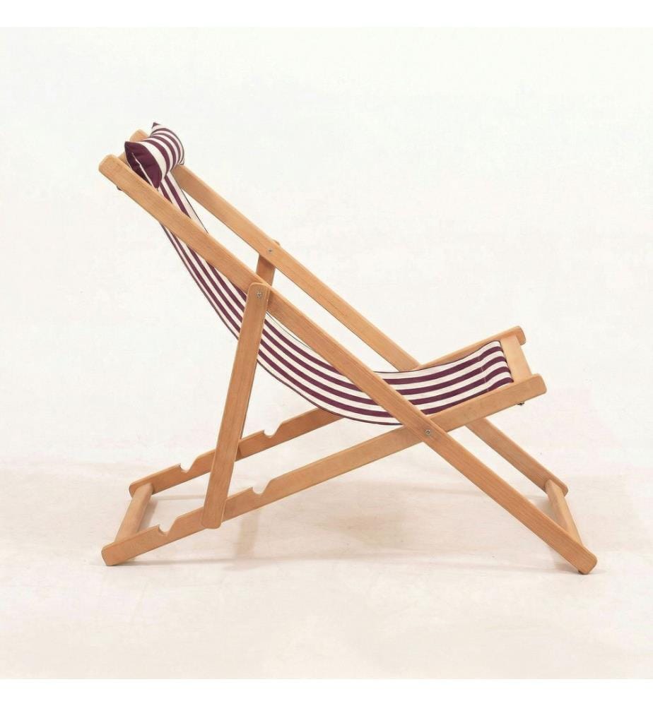 Gartenliege, 100 % Hornbuchenholz, Bordeauxrot, Weiss