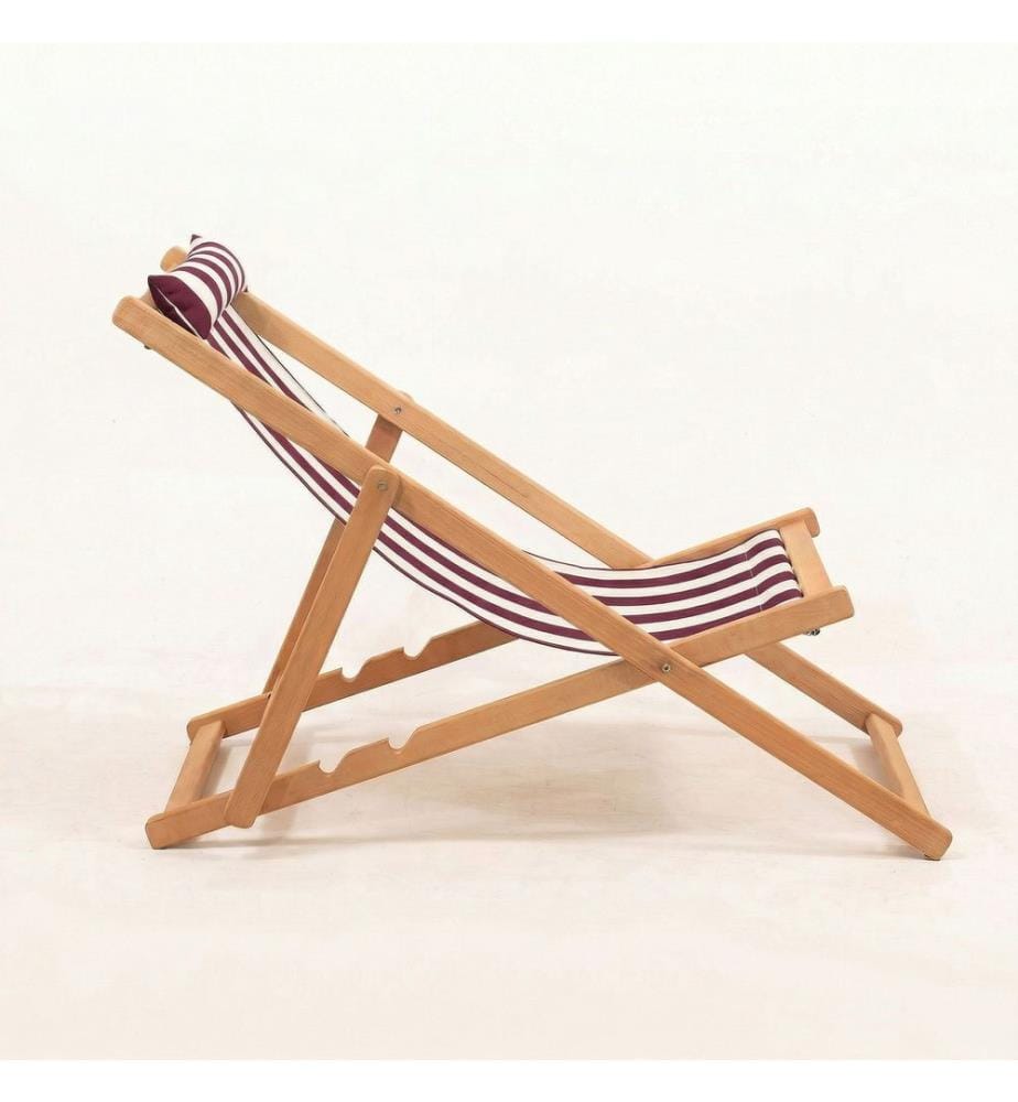 Gartenliege, 100 % Hornbuchenholz, Bordeauxrot, Weiss