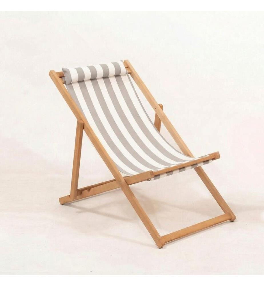 Gartenliege, 100 % Hornbuchenholz, Grau, Weiss