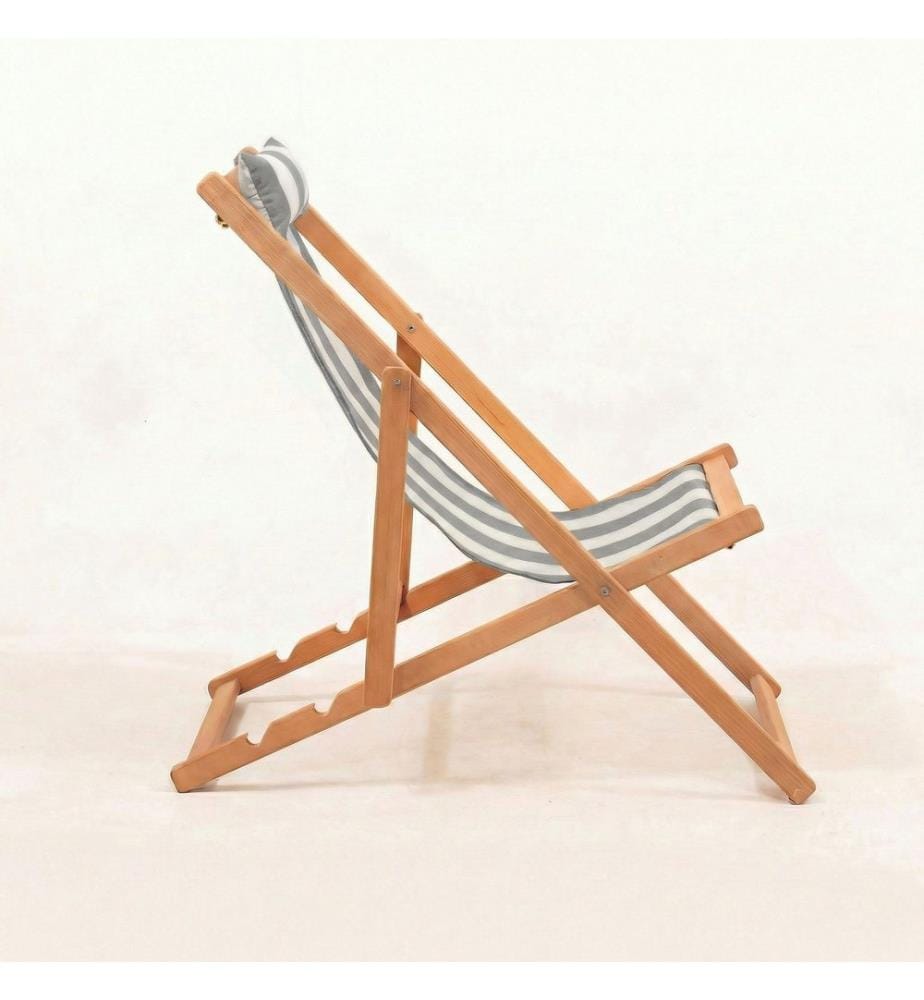 Gartenliege, 100 % Hornbuchenholz, Grau, Weiss