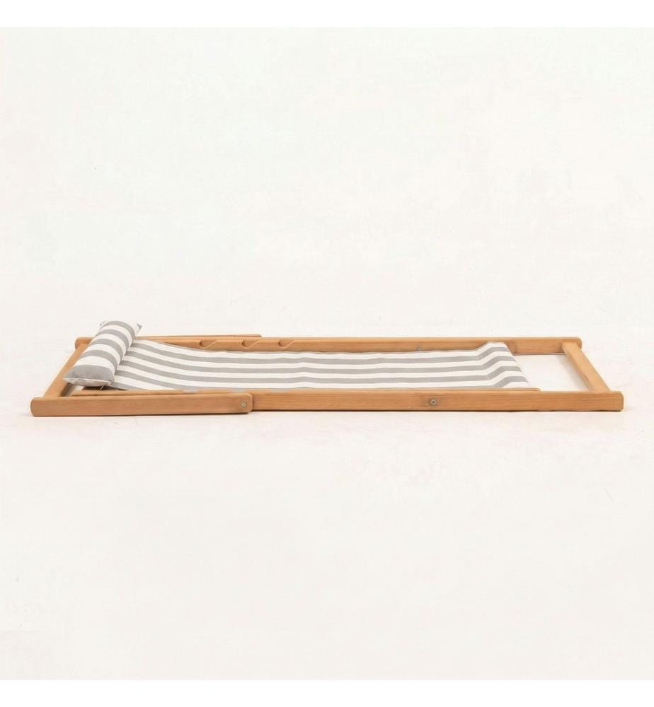Gartenliege, 100 % Hornbuchenholz, Grau, Weiss