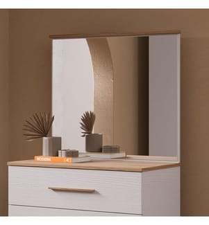 Dekorativer Spanplattenspiegel, 100 % melaminbeschichtete Spanplatte, Holz, Weisseiche