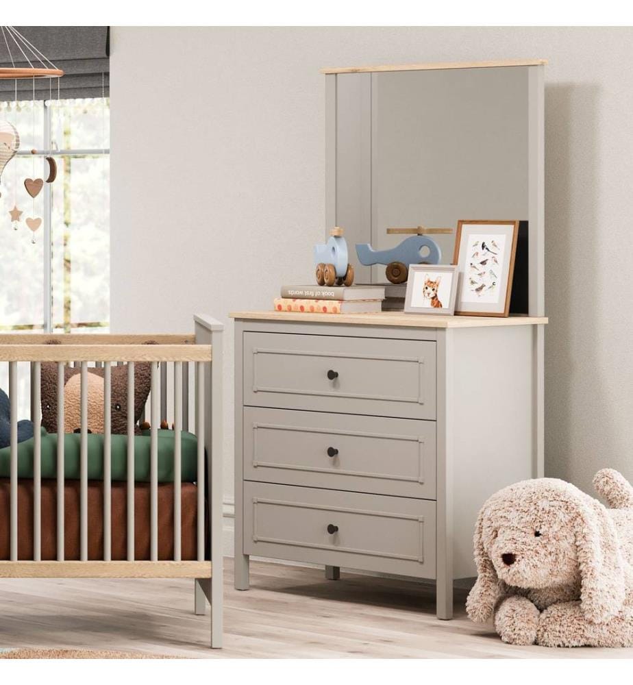 Miroir décoratif en aggloméré, 100 % aggloméré recouvert de mélamine, gris, chêne