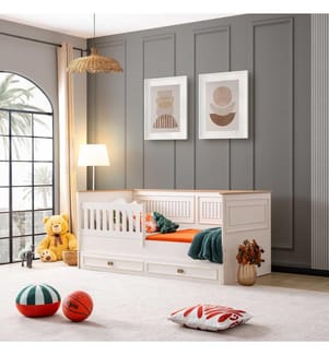 Tagesbett, 90 % melaminbeschichtete Spanplatte / 10 % lackierte MDF-Platte, Hellcreme