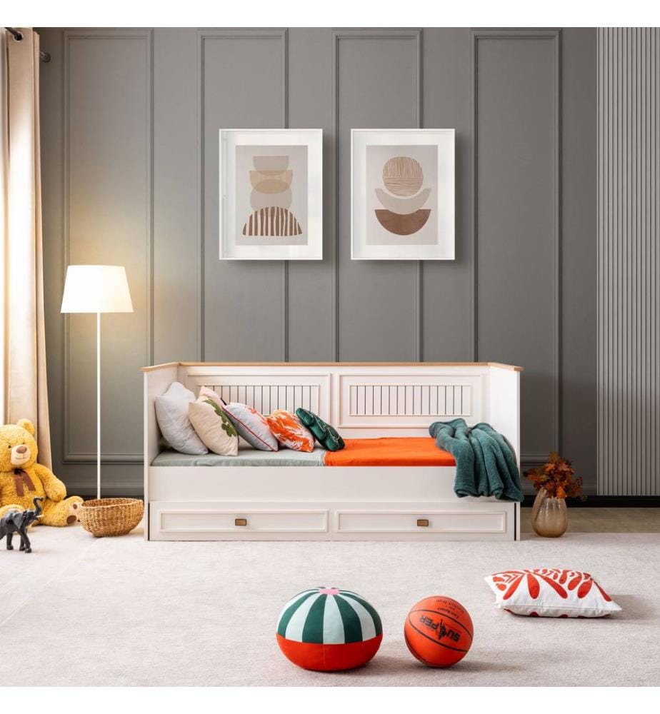 Tagesbett, 90 % melaminbeschichtete Spanplatte / 10 % lackierte MDF-Platte, Hellcreme