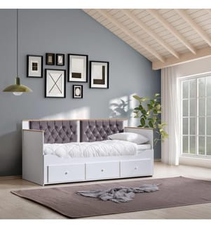 Tagesbett, 100 % melaminbeschichtete Spanplatte, Weiss, Anthrazit