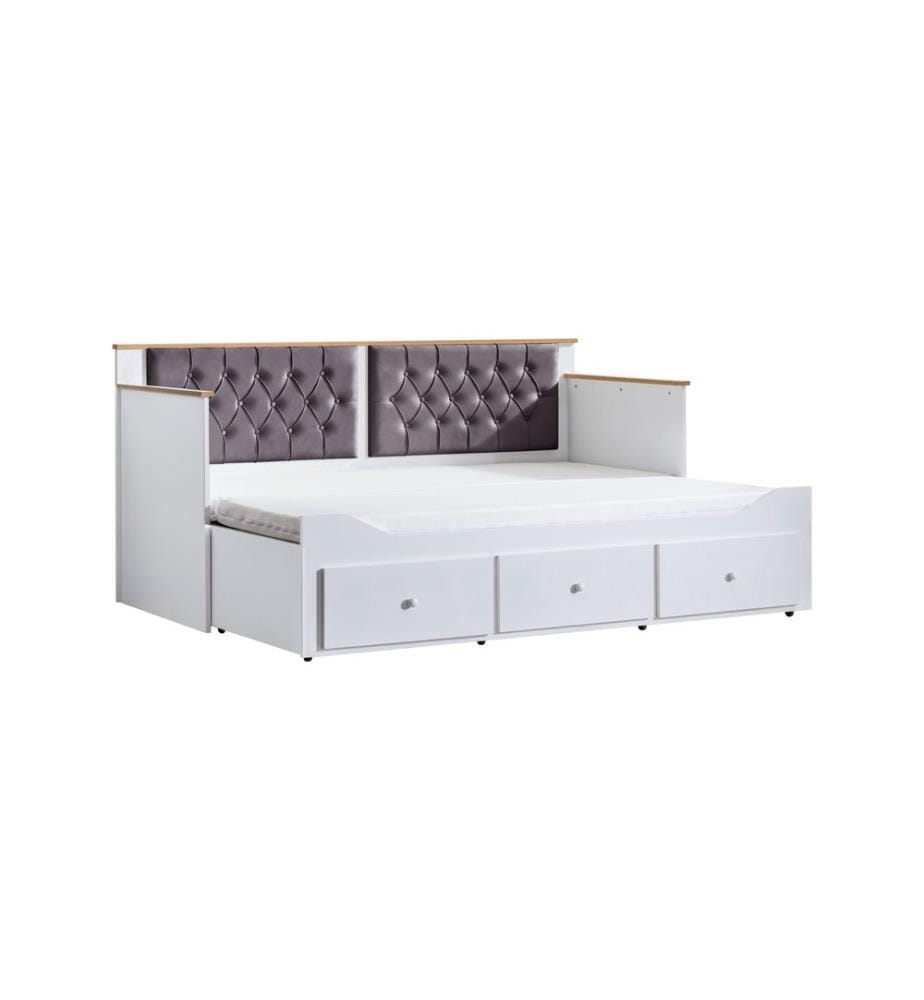 Tagesbett, 100 % melaminbeschichtete Spanplatte, Weiss, Anthrazit