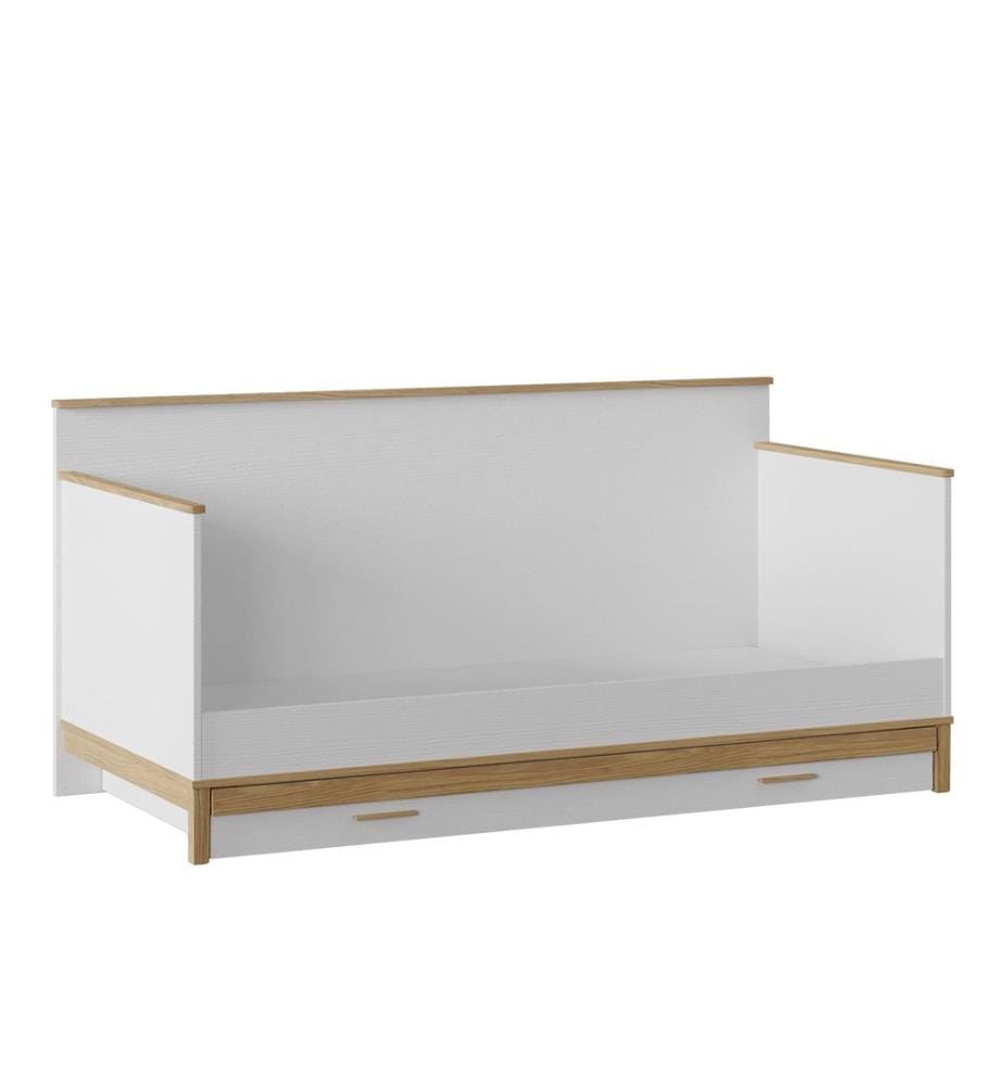 Ausziehbares Tagesbett, 100 % melaminbeschichtete Spanplatte, Holz, Weisseiche