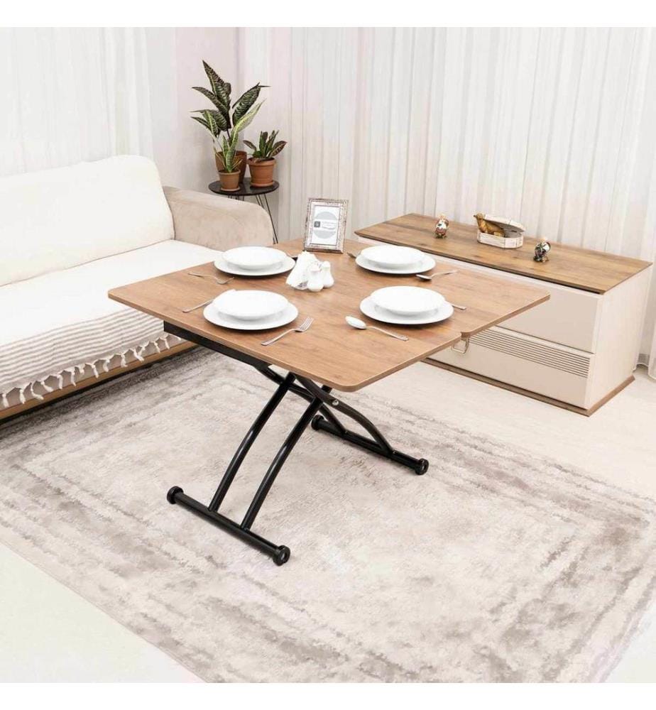 Tavolino da caffè, 100% MDF, noce, nero