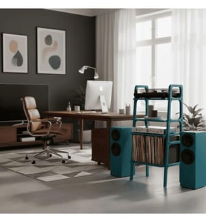 Plattenspielerständer, 100 % Hornbuchen-Sperrholz, Blau