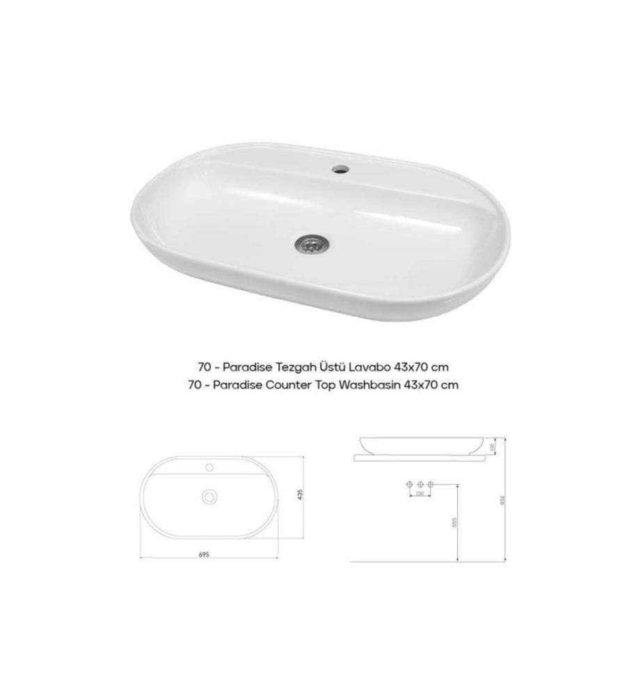 Becken, 100 % Keramik, Weiss