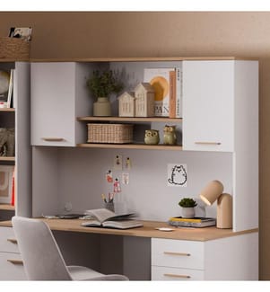 Schreibtisch, 100 % melaminbeschichtete Spanplatte, Holz, Weisseiche