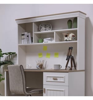 Schreibtisch, 100 % melaminbeschichtete Spanplatte, Creme, Eiche