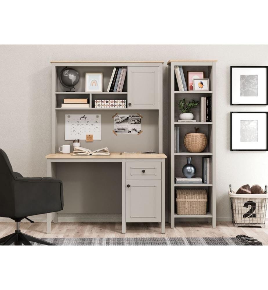 Schreibtisch, 100 % melaminbeschichtete Spanplatte, Grau, Eiche