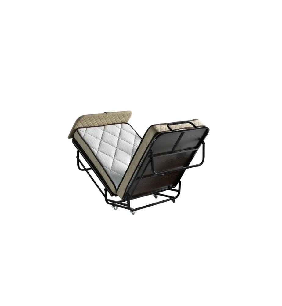 Folding Bed, WhiteBlack, Metal Frame