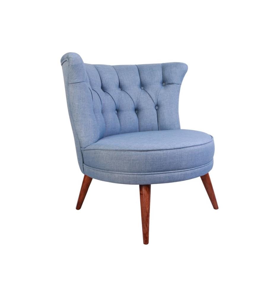 Wing Chair, Indigo Blue, Solid Wood Frame, Polyester Fabric