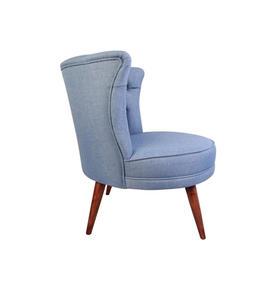 Wing Chair, Indigo Blue, Solid Wood Frame, Polyester Fabric