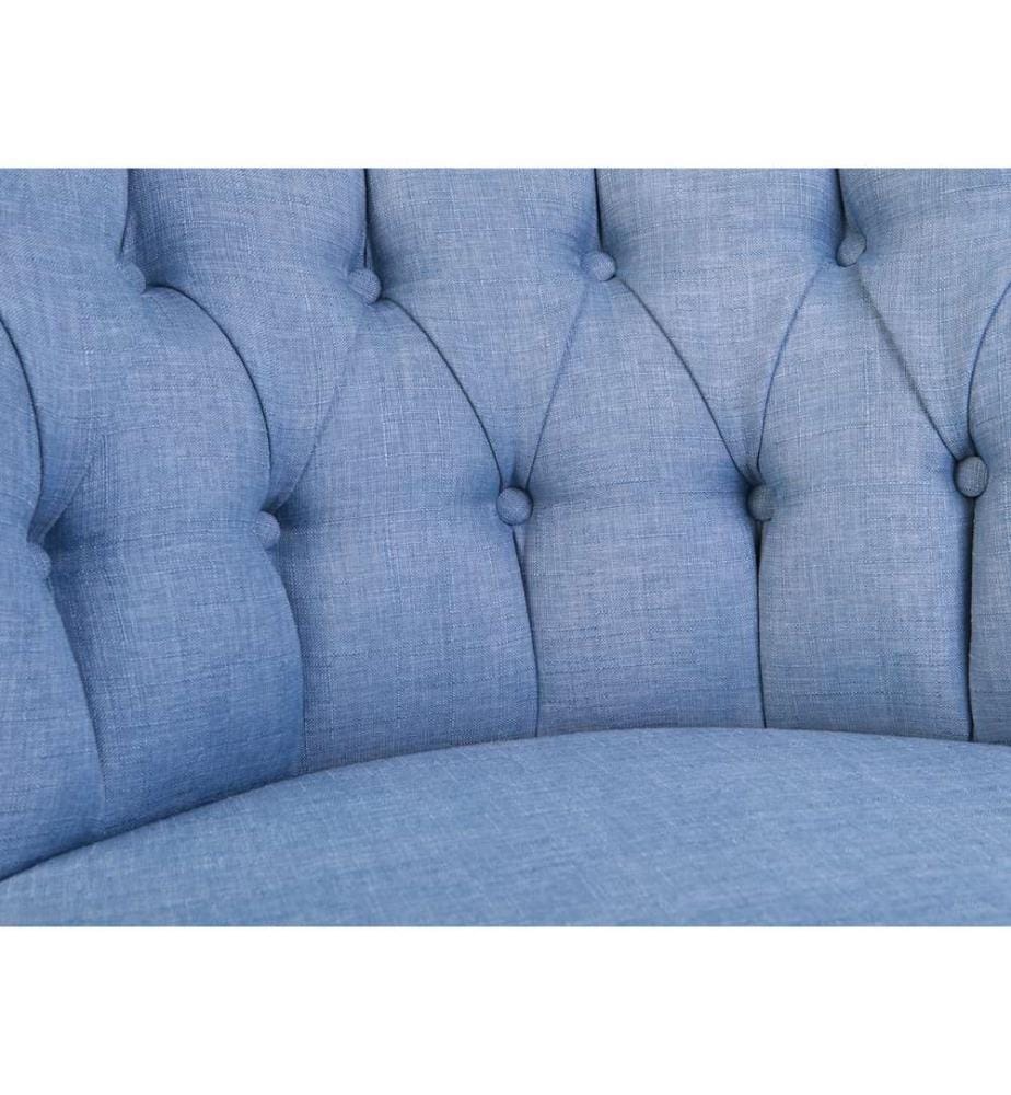 Wing Chair, Indigo Blue, Solid Wood Frame, Polyester Fabric