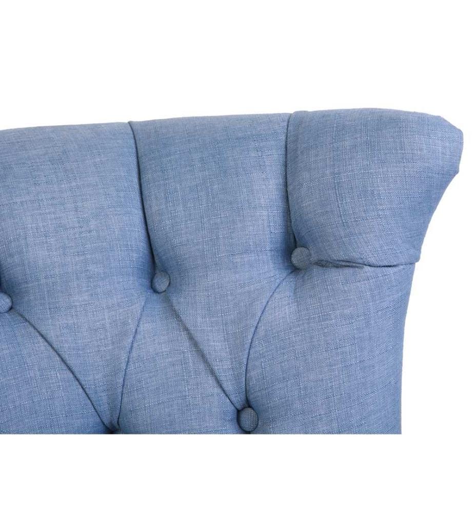 Wing Chair, Indigo Blue, Solid Wood Frame, Polyester Fabric