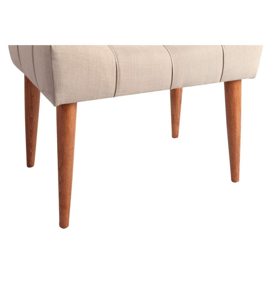 Pouffe, Cream, Solid Wood Frame, Polyester Fabric