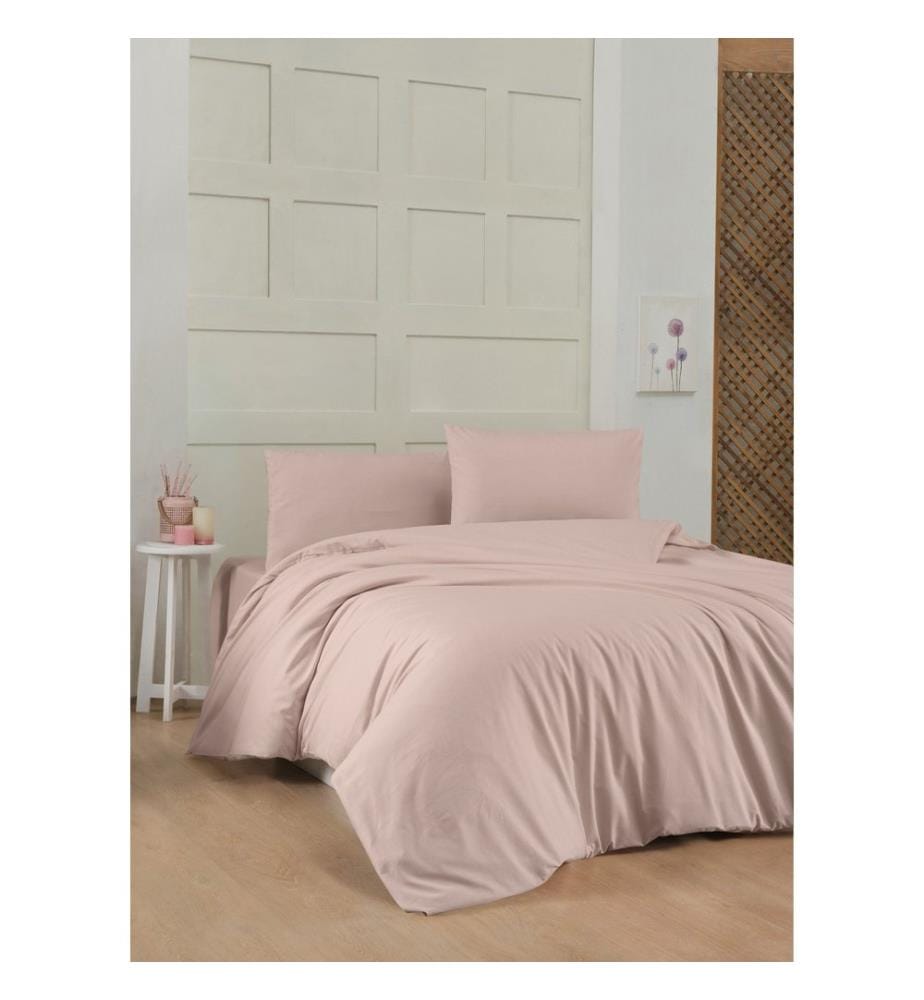 Set copripiumino Ranforce King , Rosa polveroso, 100% cotone Ranforce