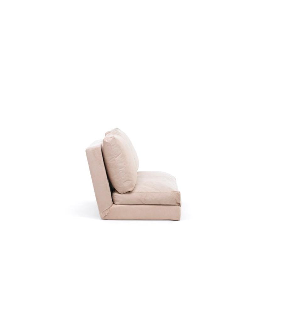 2-Seat Sofa-Bed, Cream, Metal Frame, Polyestere Fabric Fabric