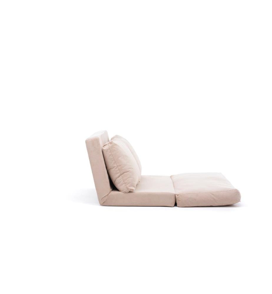 2-Seat Sofa-Bed, Cream, Metal Frame, Polyestere Fabric Fabric