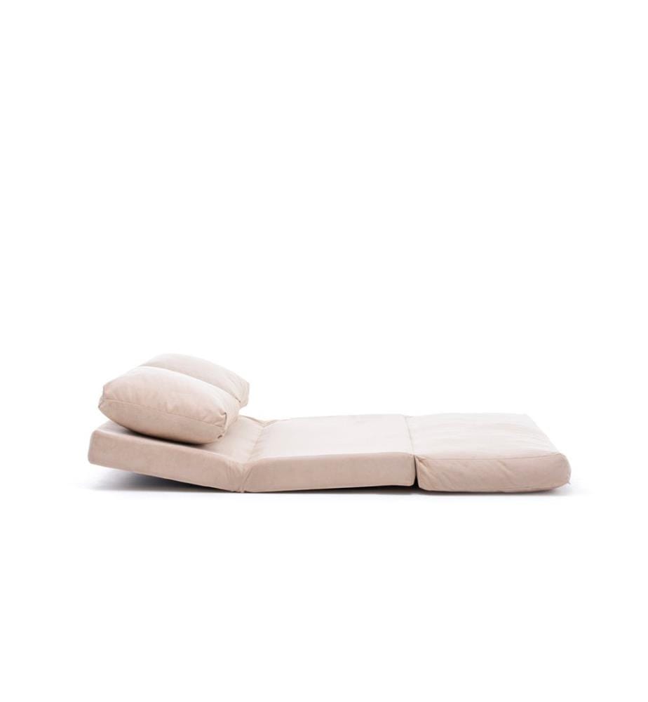 2-Seat Sofa-Bed, Cream, Metal Frame, Polyestere Fabric Fabric