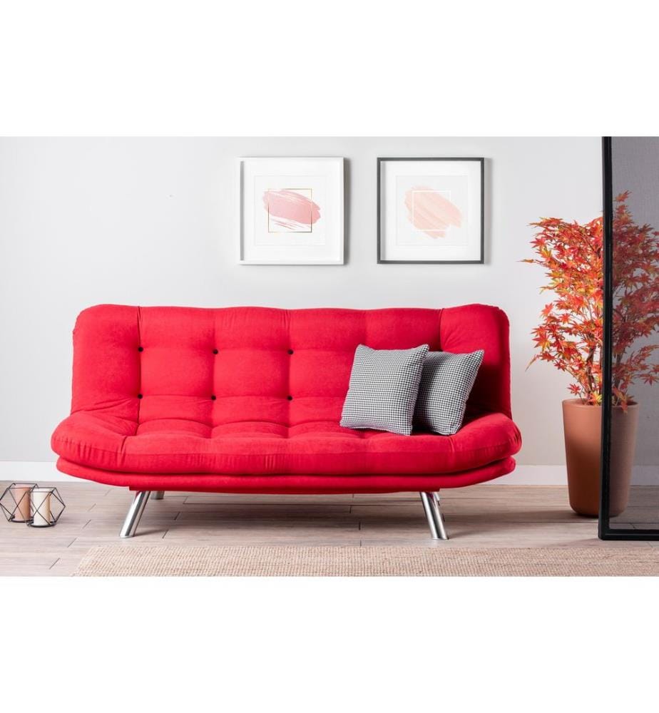 Rot, Schlafsofas, 400 Gr,M², Metal Rahmen