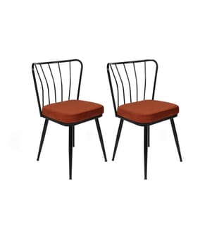 Set di sedie , 2 pezzi, Rosso piastrella, Nero, Struttura: Metallo, Seduta: Tessuto di velluto / Pannello di particelle rivestito di melamina, Schienale: Metallo: Metallo