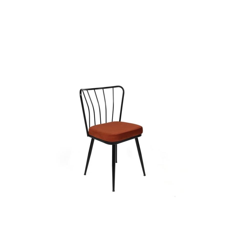 Stuhl Set , 2 Stück, Tile Red, Schwarz, Gestell: Metall, Sitz: Samtstoff / Melaminbeschichtete Spanplatte, Rückenlehne: Metall