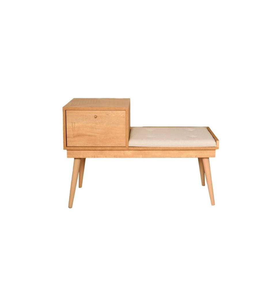 Banc, chêne, crème, bois de charme, tissu de lin