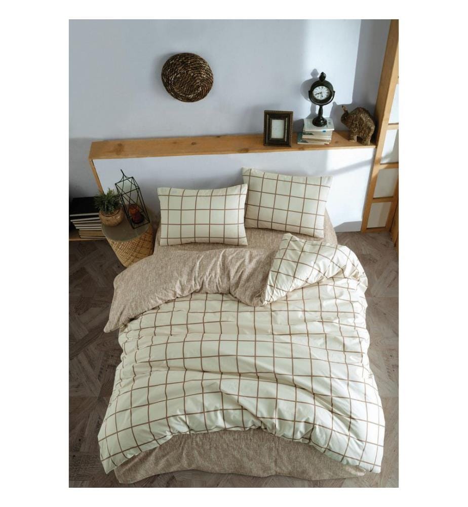 Ranforce King, parure de lit, crème, 100 % coton