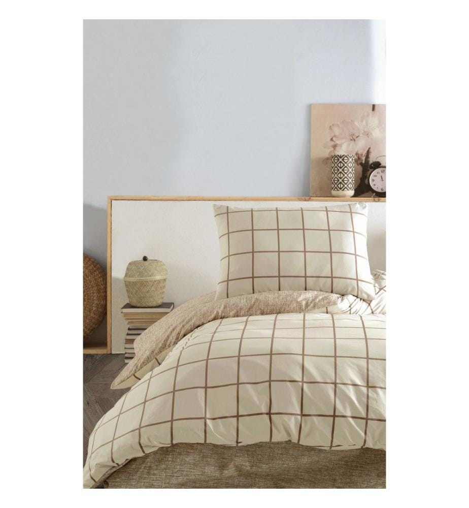 Ranforce King, parure de lit, crème, 100 % coton