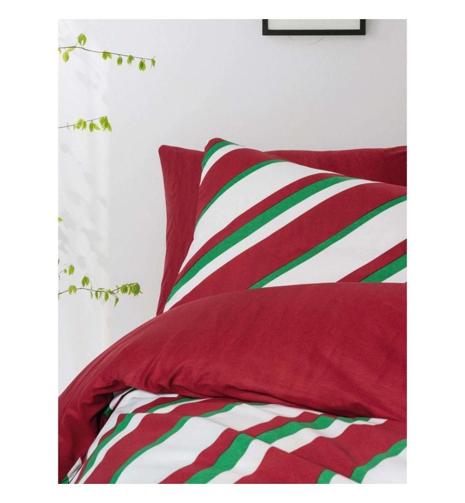Set copripiumino Ranforce Super King, verde, rosso, bianco, 100% cotone Ranforce