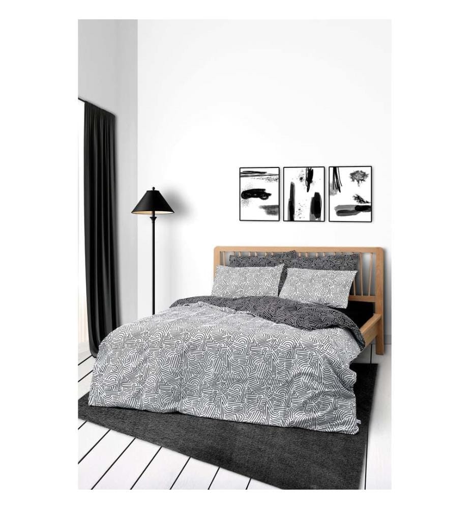Set copripiumino Ranforce Super King, nero, 100% cotone Ranforce