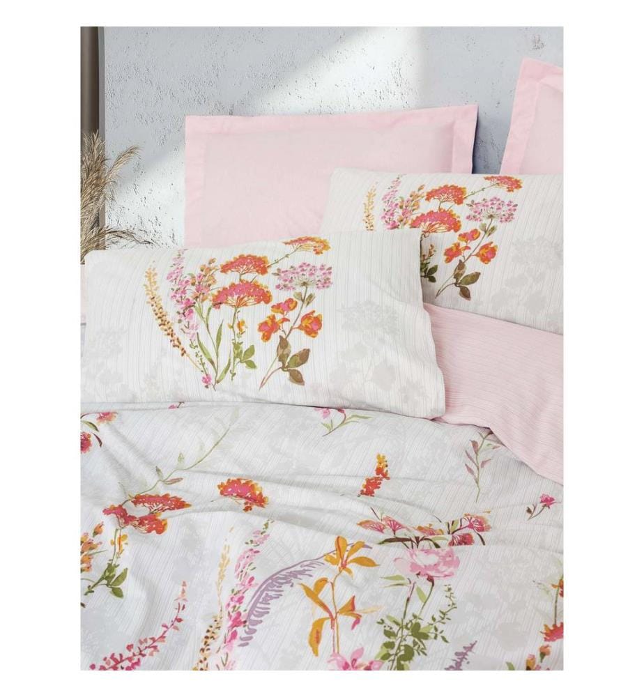 Ranforce King, parure de lit, rose, 100 % coton