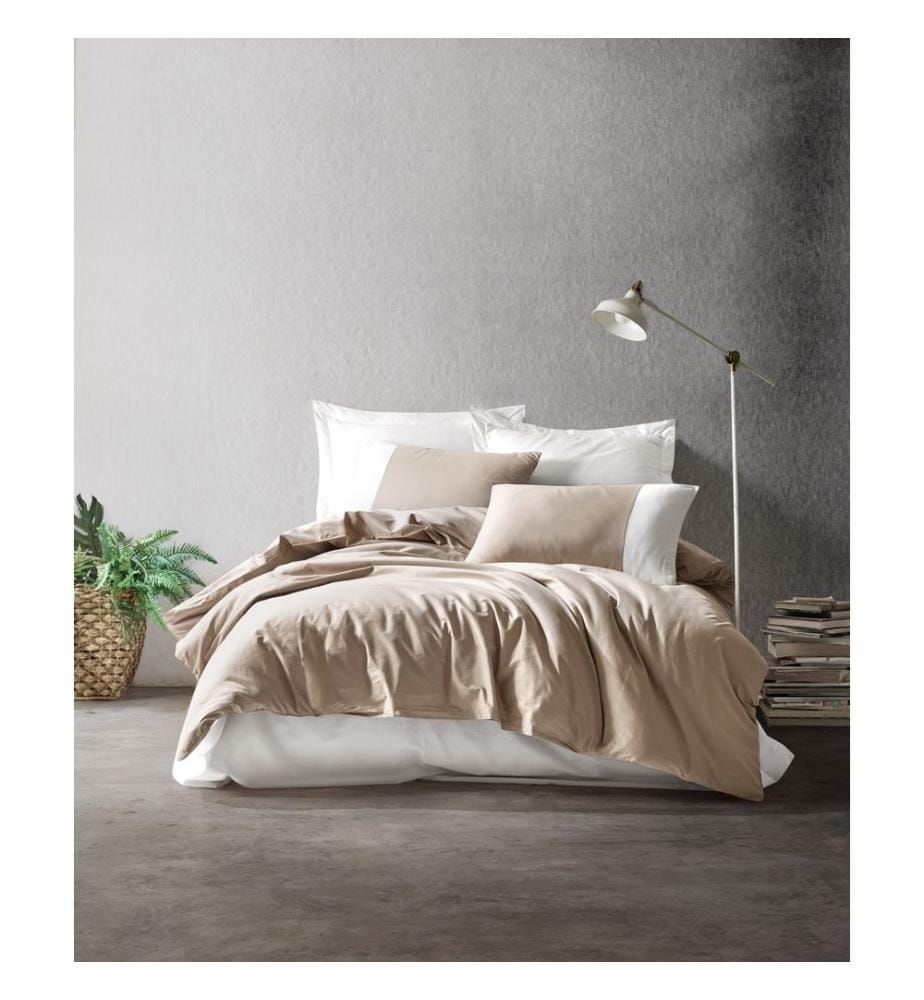 Ranforce, ensemble de linge de lit simple, vison, crème, 100 % coton
