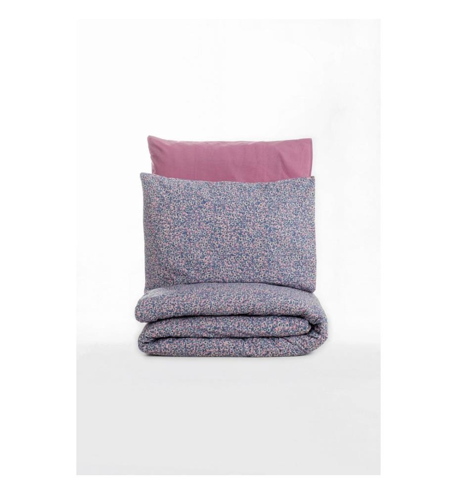 Set copripiumino singolo Ranforce, rosa antico, bianco, viola, marrone, 100% cotone Ranforce
